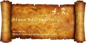 Alexa Kálmán névjegykártya